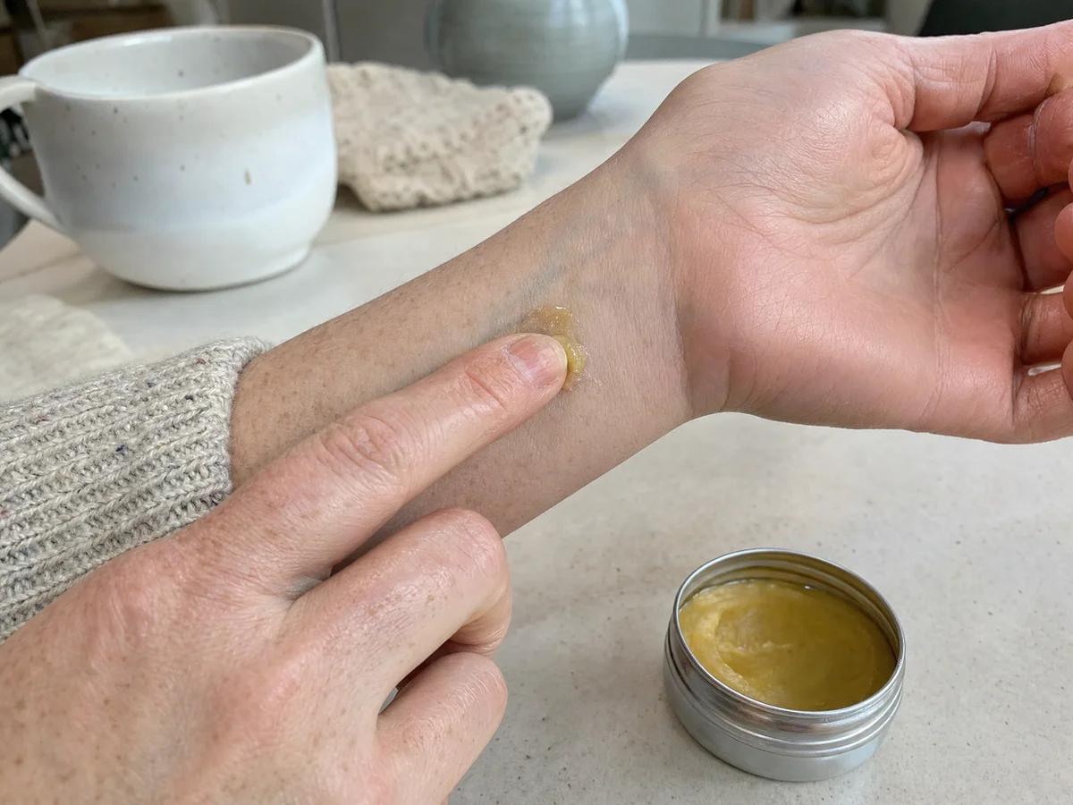 coconut oil and beeswax healing salve for minor cuts and