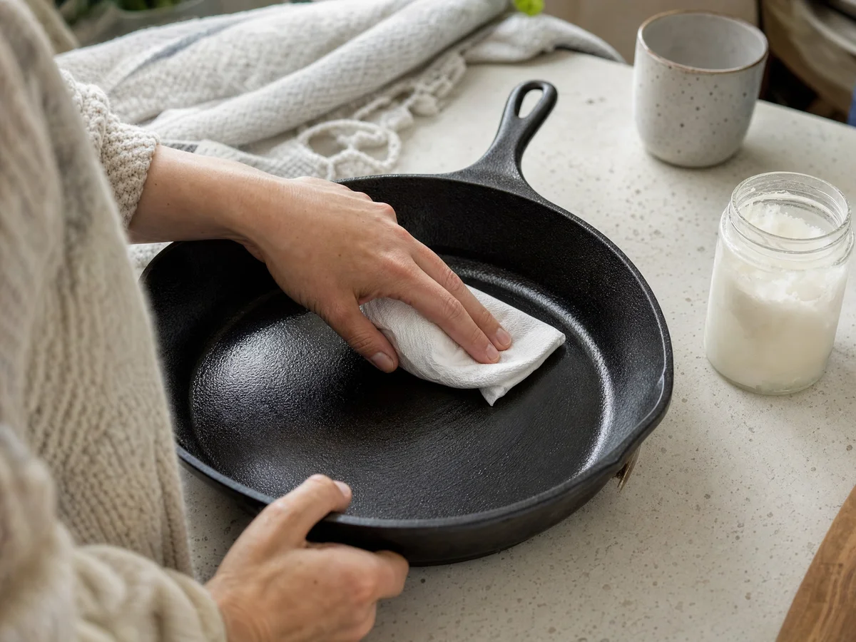 how to season a cast iron skillet with coconut oil